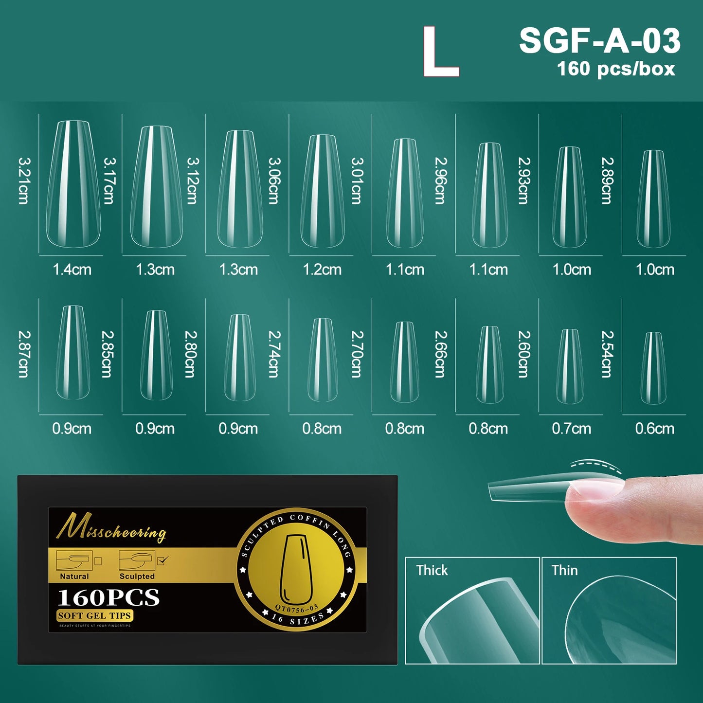 16 Sizes Curved Arch Soft Gel False Nail Tips Full Cover Press on Almond Capsules French Coffin Artificial Fake Nails Extension