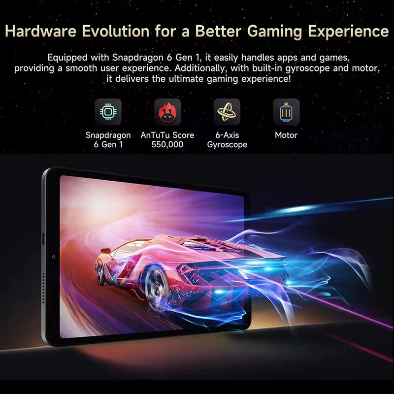 ALLDOCUBE iPlay60 mini Turbo Tablet 8.4" 60Hz Snapdragon 6 Gen1 16GB(8GB+8GB Virtual) RAM 128GB ROM WiFi 5500mAh Android 14.