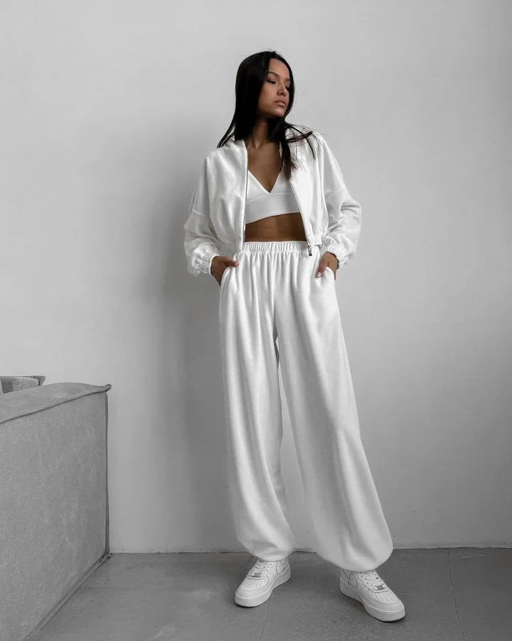 Fall Winter Women's Fashion Hooded Stand Collar Sweatshirt Set Casual Loose Fit Two Piece Streetwear Lounge Gym Ourdoor Outfit