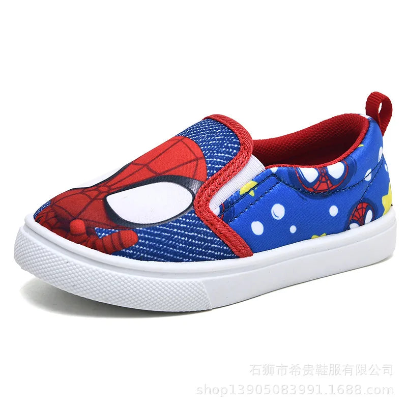 Disney Children's Casual Shoes Cartoon Fashion Blue Canvas Shoes Flats Spring Autumn Comfortable Shoes Size 25-29.