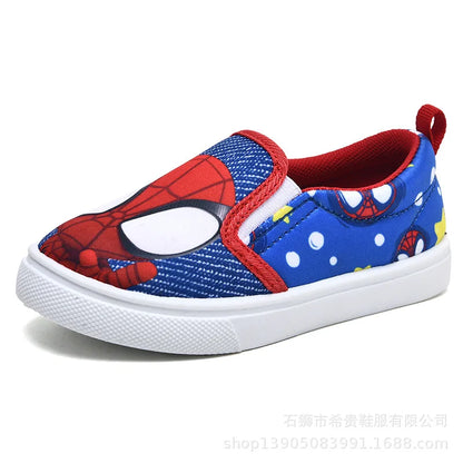 Disney Children's Casual Shoes Cartoon Fashion Blue Canvas Shoes Flats Spring Autumn Comfortable Shoes Size 25-29.