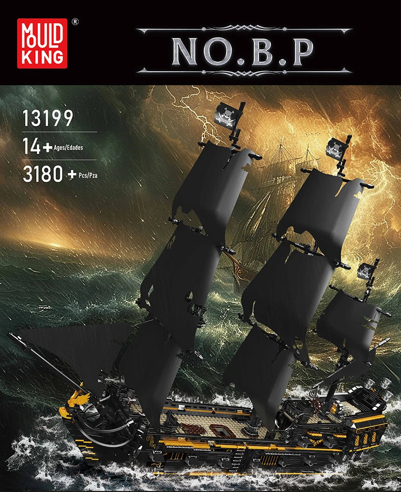 Mould King 13111 13199 Movie Toys The MOC Black Pearl Pirate Ship Model Assembly 16006 Building Block Brick Kids Christmas Gifts.