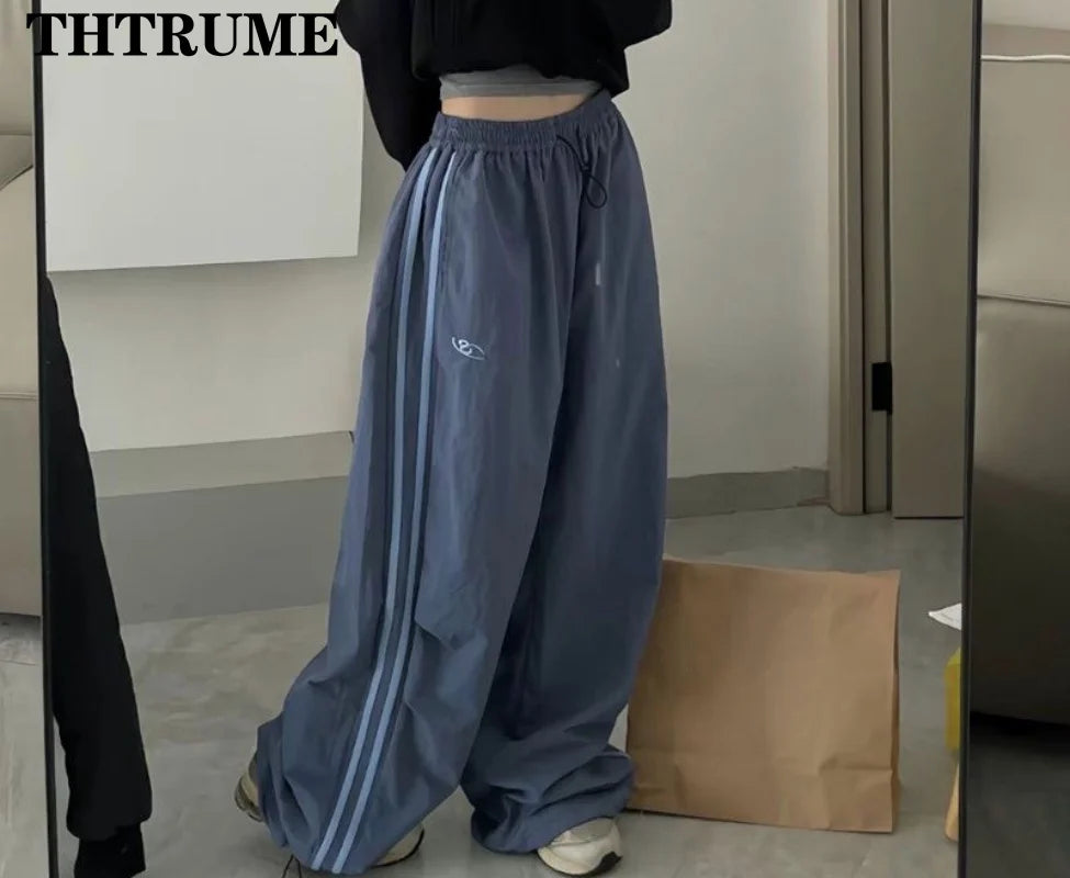Y2K Vintage Frauen Lose Hosen Übergroßen Hip Hop Kordelzug Tasche Mode Chic Cargo Pant Casual Büro Dame Baggy Neue Hosen.