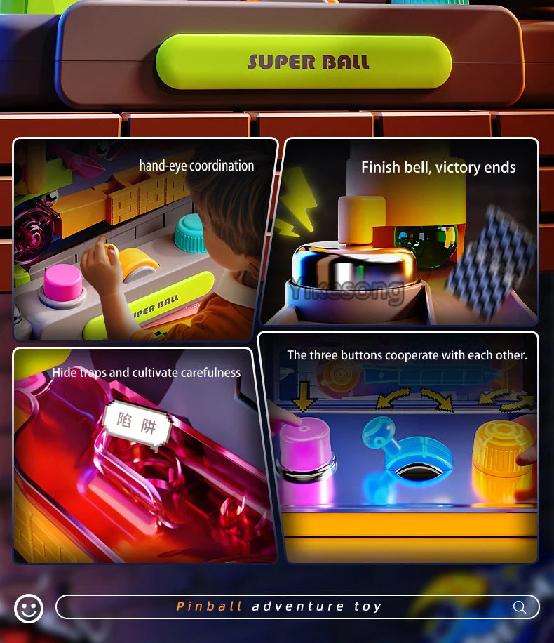 Educational Montessori Toy Multi-Layer Track Adventure Game Rail Rolling Ball Model Interactive Brain for Children Kids.