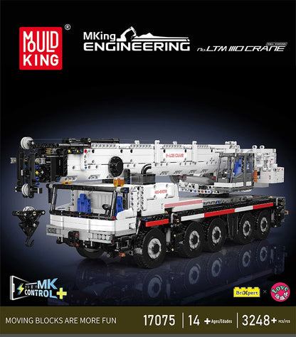 Mould King 17075 Technical Car Toys The RC Motorized LTM 1110 Crane Building Block Heavy-Duty Truck Brick Kids Christmas Gift.