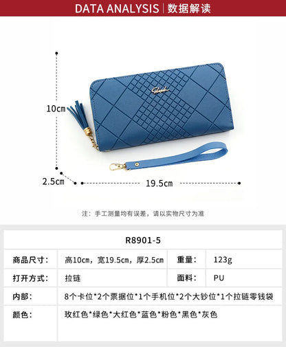 Zipper Money Coin Purse Women Card Holder Long PU Leather Clutch Wallet Large Capacity Lady Wristlet Phone HandBags Money Pocket.