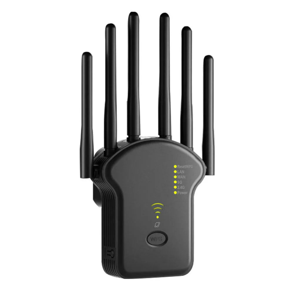 1200Mbps 5GHz Wireless WiFi Repeater WiFi Signal Booster Dual-Band 2.4G 5G WiFi Extender 6 Antenna Network Amplifier WPS Router.