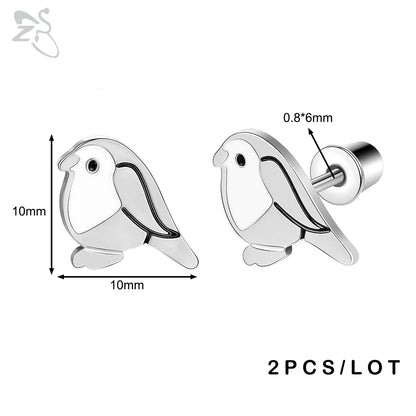 ZS 2Pcs/lot Stainless Steel Butterfly Star Heart Stud Earring Silver Color Earrings Ear Tragus Helix Tragus Piercing 20G Jewelry