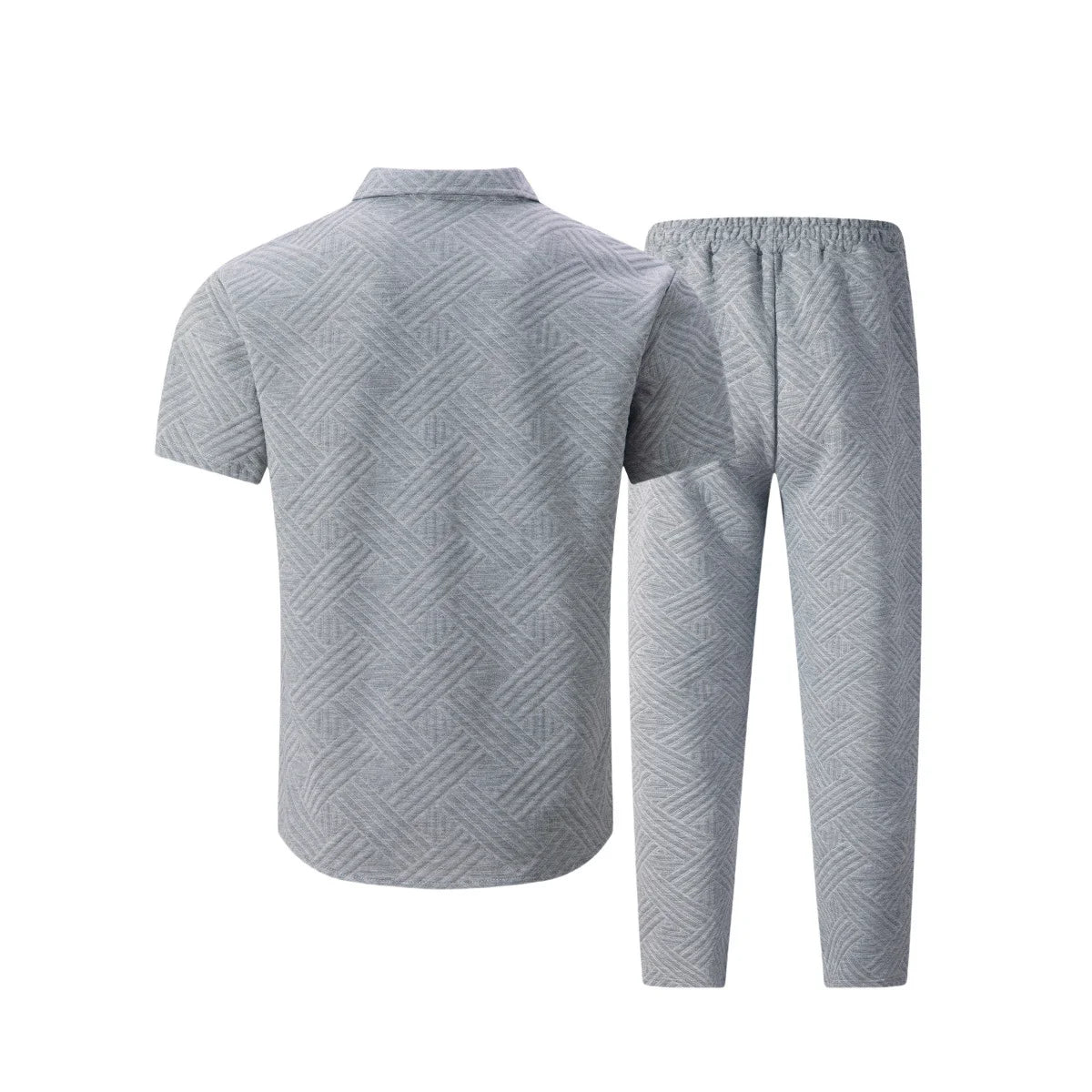 A fashionable and trendy two-piece short-sleeved shirtwithlong pants is perfect for men's daily casual wear in spring and autumn.