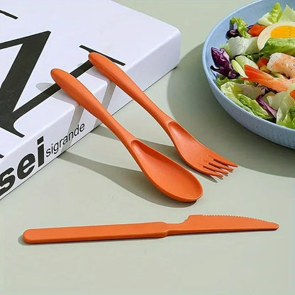 3In1 Portable Cutlery Set Reusable Home Travel Utensil Set Fork Spoon Knife with Box Dinnerware Set Picnic Camping Tableware.