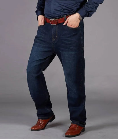 Übergroße Jeans für Herren 10XL (50 Zoll) – Stretchhose mit geradem Bein in Übergröße, Blau, große und große Streetwear, klassisches 5-Taschen-Design.