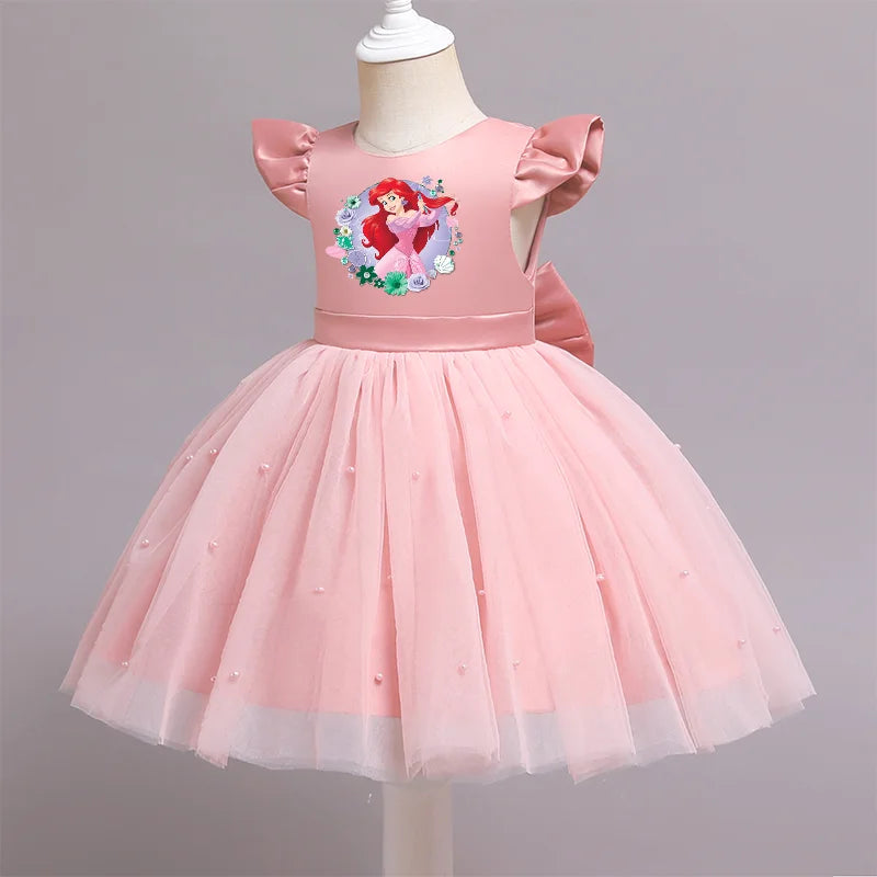 Die kleine Meerjungfrau elegante Prinzessin Spitze Kleid Kinder kleider für Mädchen Vintage Kinder Geburtstags feier Kleider Weihnachts kleidung.