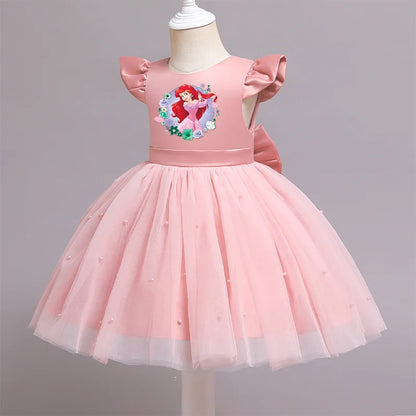 Die kleine Meerjungfrau elegante Prinzessin Spitze Kleid Kinder kleider für Mädchen Vintage Kinder Geburtstags feier Kleider Weihnachts kleidung.