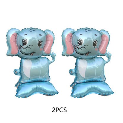 3/2 Stück Dschungel-Tier-Folienballons mit Ständer – Koala-Elefant-Fuchs für Geburtstag, Hochzeit, Karneval, Themendekorationen.