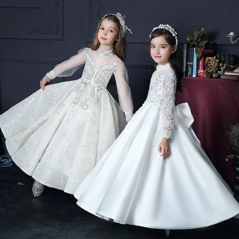 Mädchen Erstkommunion Kleid Blumen mädchen Hochzeit Pailletten Kleider für Kinder Klavier Leistung Vestidos Kinder Festzug Ballkleid.