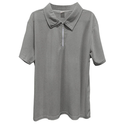 Sommer neue europäische und amerikanische Handel große Herren einfarbig Set mit Kragen, Kurzarm, Reiß verschluss Hosen Set, 2 Stück