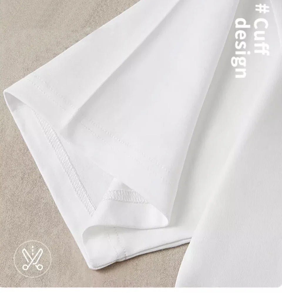 100% pure cotton summer high-end brand men's short sleeve round neck fashionable style half sleeved top breathable T-shirt.