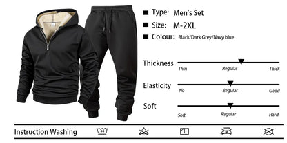 Autumn and Winter Men's Casual Tracksuit High Quality Daily Sports Jogging Suit Half-Zipper Hooded + Sweatpants two-piece Set.