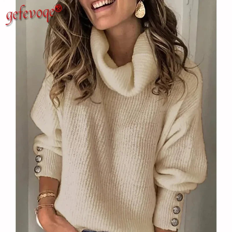 Herbst Winter neue einfarbige Freizeit mode lose Pullover Frauen Langarm High Collar Street Sweatshirt Pullover Top weiblich.