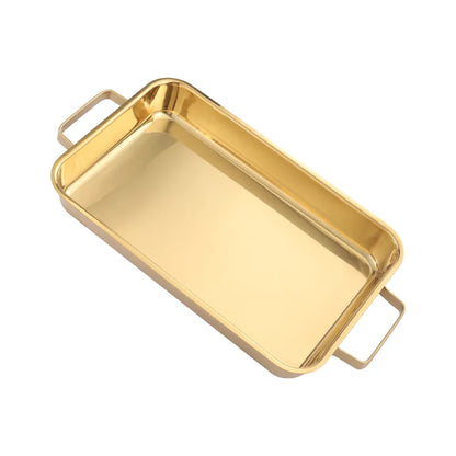 grilled fish plate household induction cooker rectangular Korean multi-functional barbecue plate golden commercial tray.