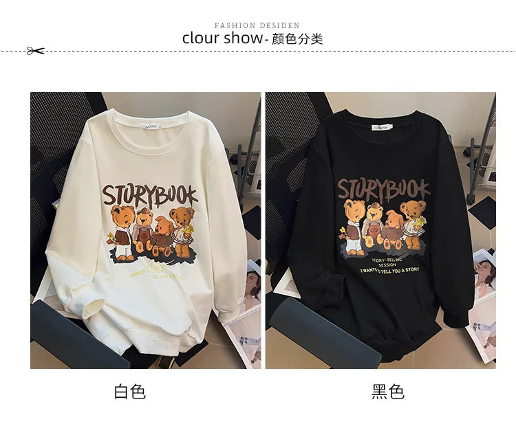 170kg plus size Damen büste Herbst bär bedrucktes Sweatshirt lockeres Langarm-Freizeit oberteil 6xl 7xl 8xl 9xl 10xl 11xl.