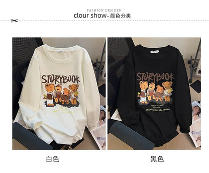 170kg plus size Damen büste Herbst bär bedrucktes Sweatshirt lockeres Langarm-Freizeit oberteil 6xl 7xl 8xl 9xl 10xl 11xl.