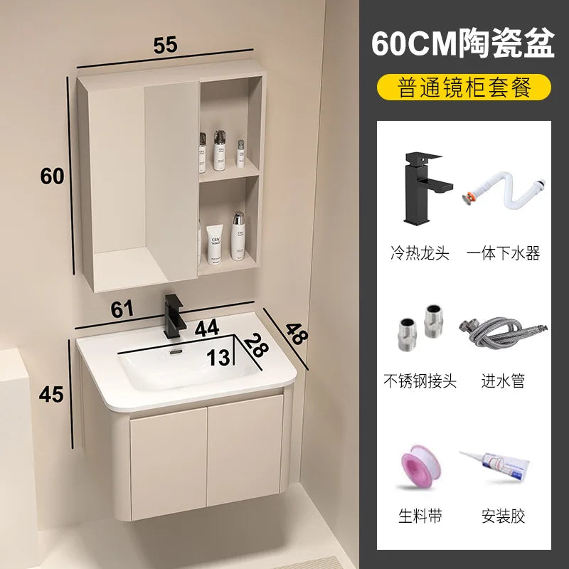 Moderner intelligenter Badezimmerschrank, Wabenstruktur, Aluminium, WC, Waschbecken, Schrank, Kombination, integriertes Keramikwaschbecken, Waschtisch