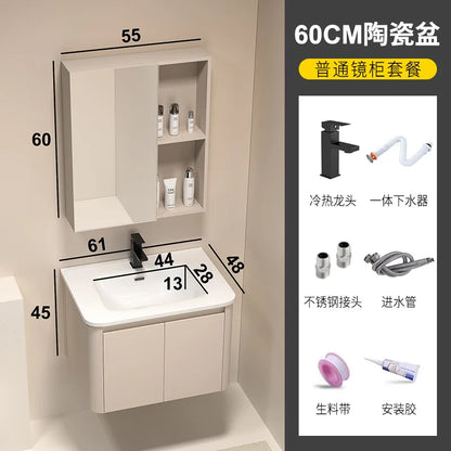 Moderner intelligenter Badezimmerschrank, Wabenstruktur, Aluminium, WC, Waschbecken, Schrank, Kombination, integriertes Keramikwaschbecken, Waschtisch