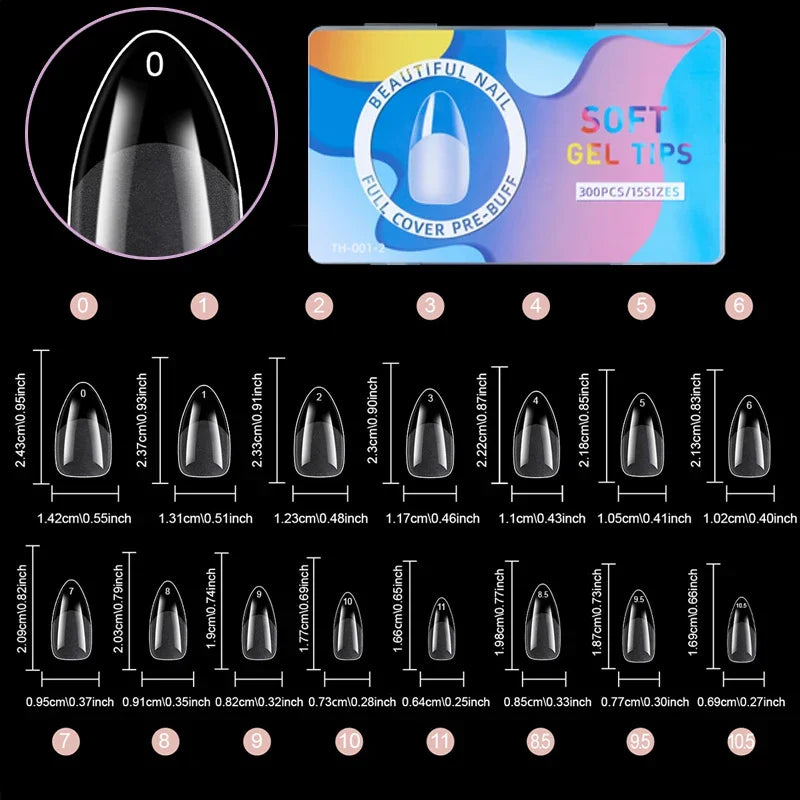 120-600Pcs False Nail Tips Soft Gel Fingertip Semi-matte Square French Coffin Full Half Cover Artificial Fake Nails Extension