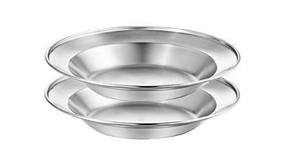 1Pc Stainless Steel Plates 7.9 Inch Metal Camping Plates Large Serving Platters Silver Serving Platter Dinner Salad Plates Round.