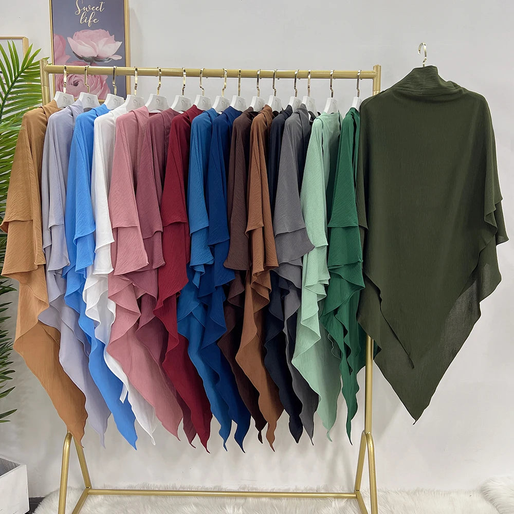 Jilbab Prayer Clothes Women Ramadan Islamic Jilbeb 2 Piece Set Dubai Turkish Modest Outfit Layered Khimar Scarf Hijab+Long Dress.