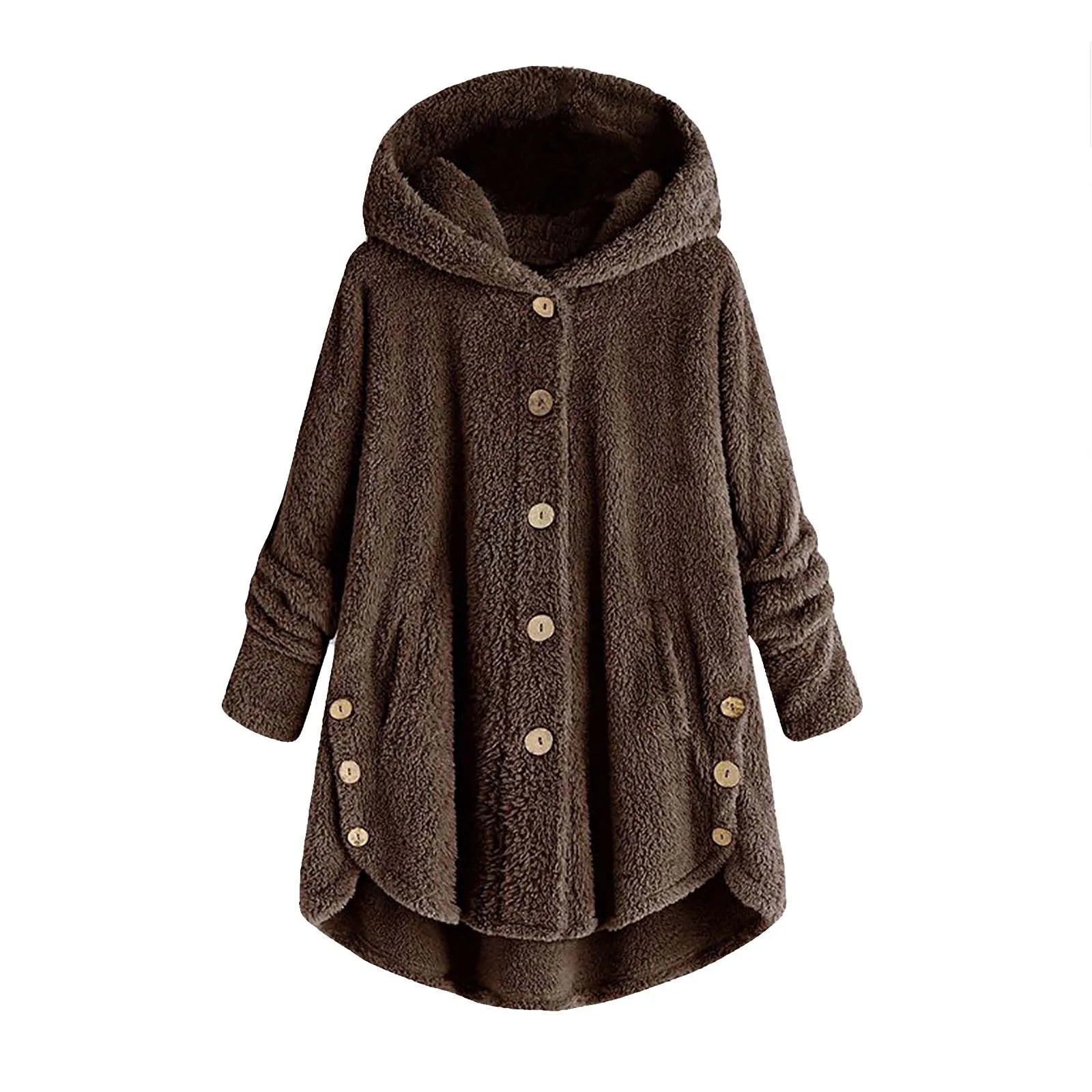 Herbst Wintermantel Frauen warme Teddybär Mantel Woll jacke weibliche Plüsch mantel Kapuzen jacke neue Damen mäntel einfarbige Jacke.
