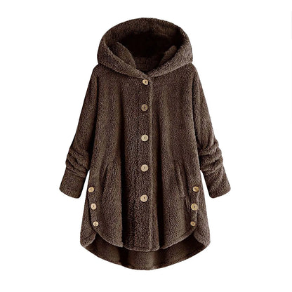 Herbst Wintermantel Frauen warme Teddybär Mantel Woll jacke weibliche Plüsch mantel Kapuzen jacke neue Damen mäntel einfarbige Jacke.