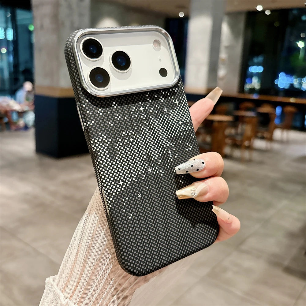 Luxury Kelvar Carbon Fiber Phone Case for iPhone 17 Air 17 Pro Max Magnetic Wireless Charging Ultra Thin Hard Colorful Cover.