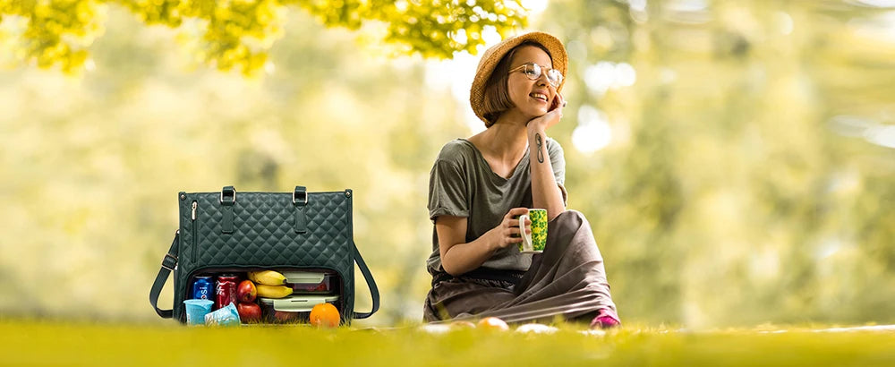 2-in-1-Lunch-Tragetasche für Damen, Schulter-Laptoptasche, großes Fassungsvermögen, mit isoliertem Fach, multifunktionale Picknicktasche für den Außenbereich.