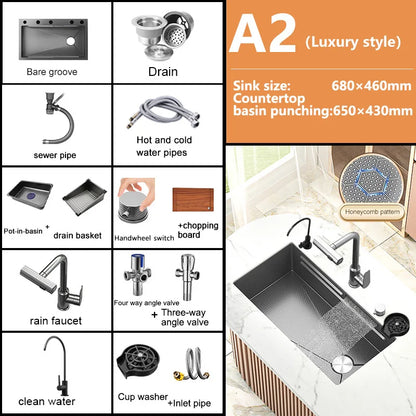 Waterfall Sink Large Single Slot Stainless Steel Kitchen Sink Embossed Washbasin Under The Basin Installation For Kitchen