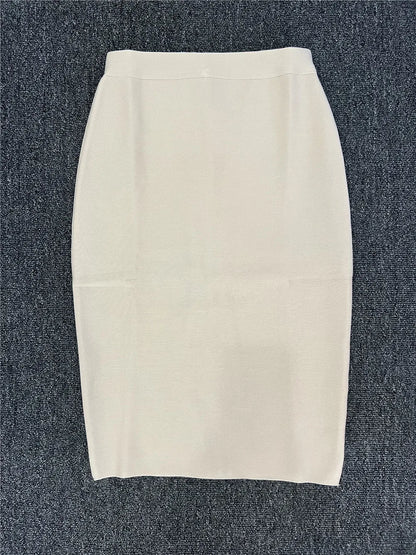 60CM Knee Length Summer Bandage Skirts For Women Candy Color Bodycon Pencil Skirt Ladies Elegant Office Business Formal XL XXL.