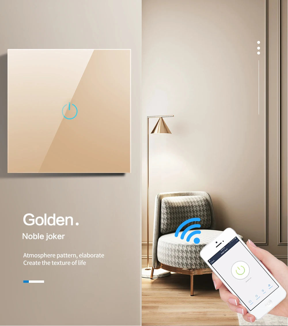 BONDA Smart Switch Alexa RF433 Keine neutrale Tuya-Steuerung funktioniert mit Google 1/2/3 Gang Smart Life Home Light WiFi Touch Switches 86.