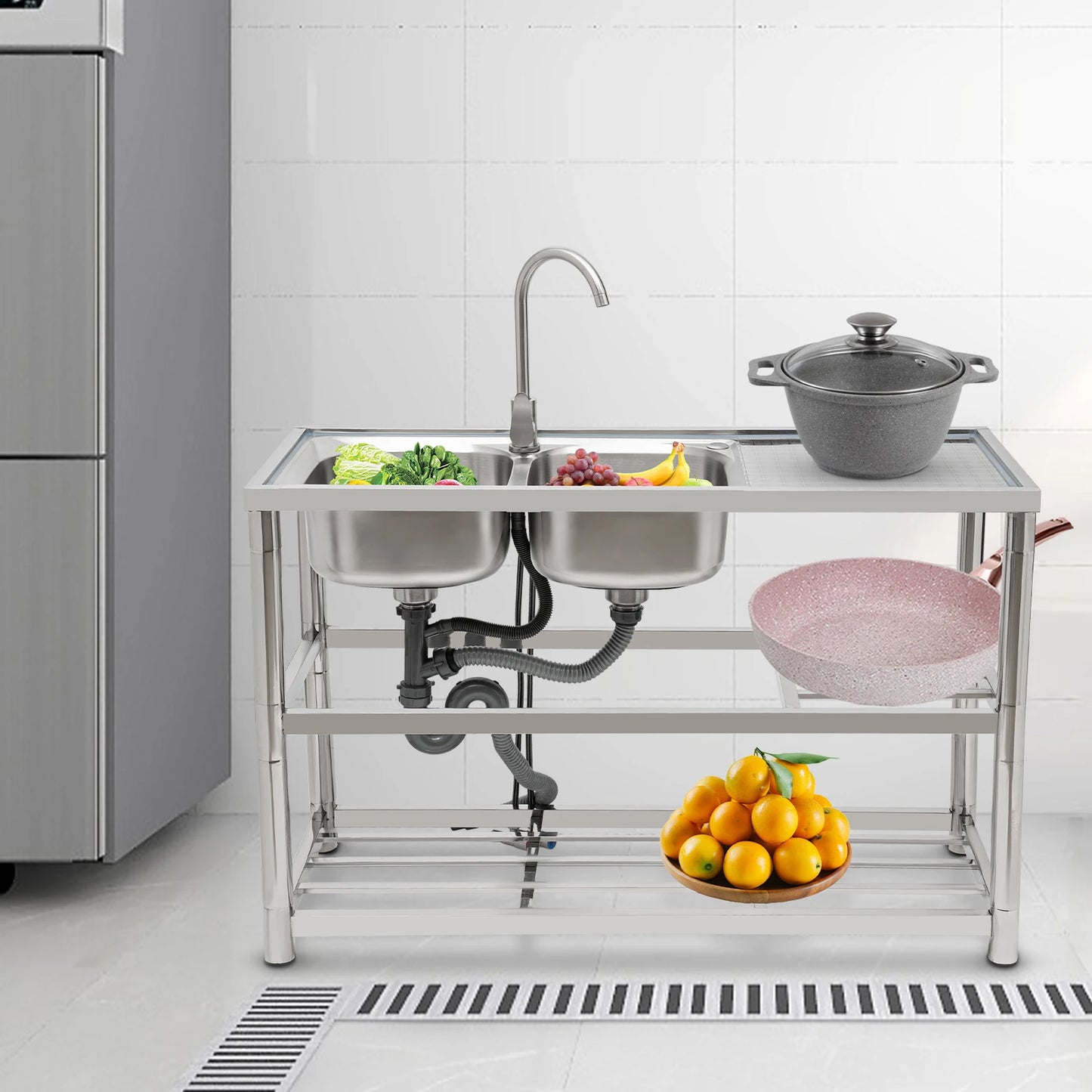 Restaurant Küchen spüle freistehende gewerbliche Küchen spüle Set Edelstahls püle