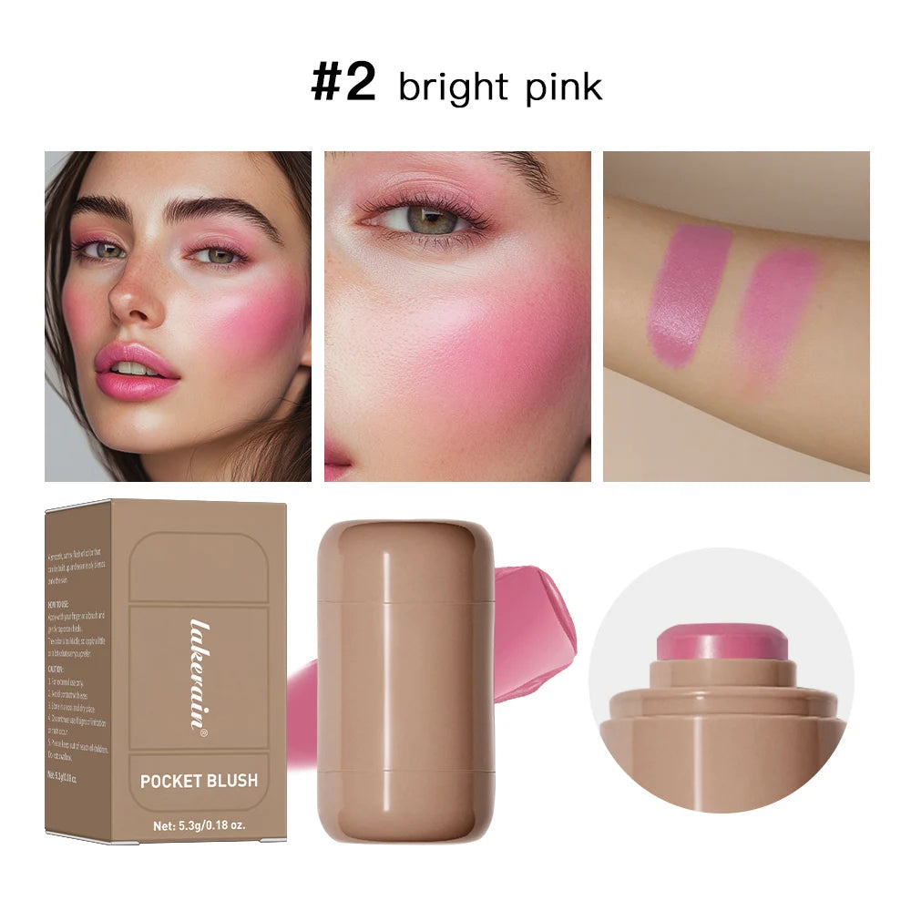 Magic Blush Stick 3-in-1 Cheek Lip Tinted Moistured Blush Stick Silky Brighten Blush Cream Blusher Cosmetics Tubes Matte Contour