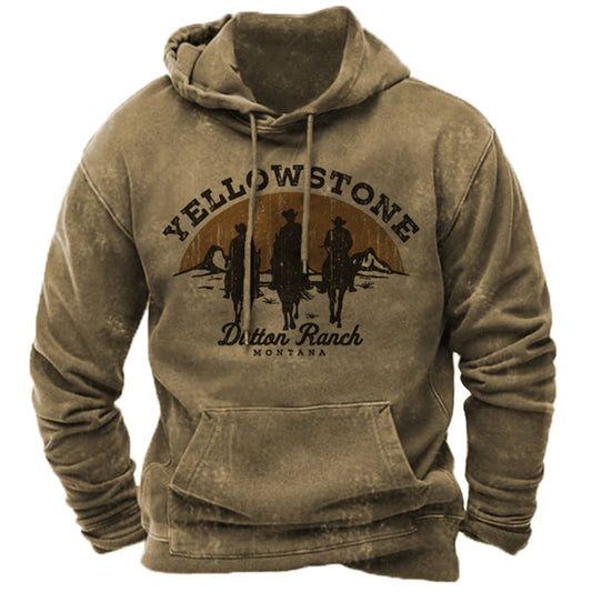Yellowstone National Park Vintage Men Hoodies Print Pullovers Oversized O-neck Tops Tee Outdoor Streetwear Men Clothing Hot.