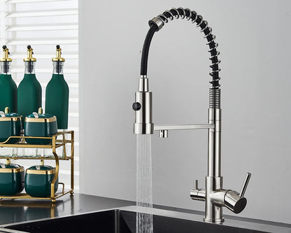 Black Filtered Kitchen Water Filter Kitchen Faucets Dual Spout Filter Faucet Mixer Water Purification Water Crane For Kitchen