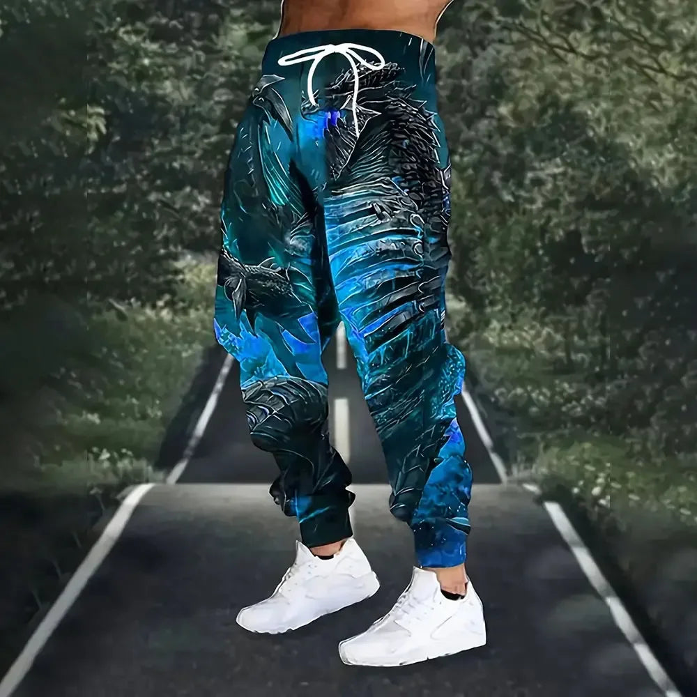 New Fashion Lion Pattern Printed Sweatpants Men's Loose Leisure Sports Pants Autumn And Winter Warm Pants Street Clothes For Men.