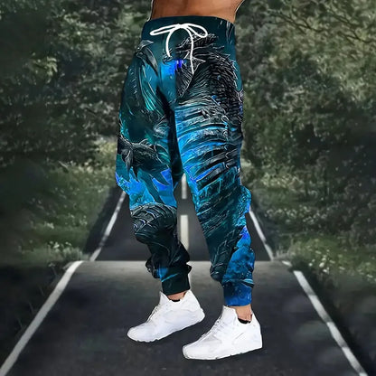 New Fashion Lion Pattern Printed Sweatpants Men's Loose Leisure Sports Pants Autumn And Winter Warm Pants Street Clothes For Men.