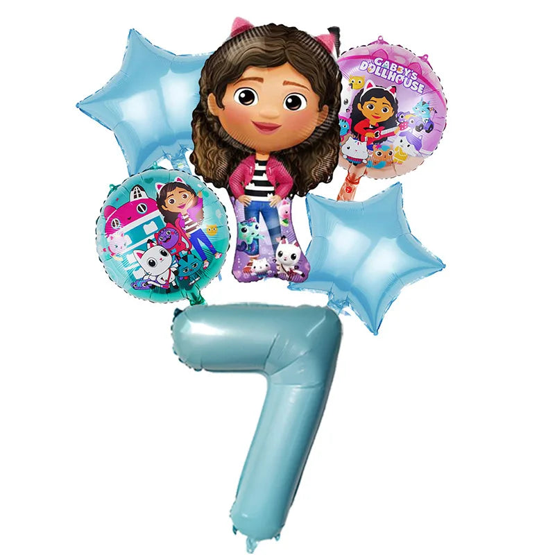 6 stücke Gabby Puppenhaus Luftballons Set Cartoon Mädchen Geburtstag Party Dekoration Lieferungen Baby Dusche Helium Globos