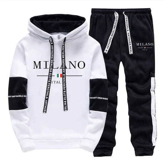 Neueste Mode Herren Sportswear Mit Kapuze Sweatshirts Jogger Hosen Männlich Täglich Casual Sport Jogging Anzug Italia Milan Gedruckt Hoodies.