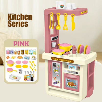 Mini Play Food Toys Kitchen Playset Accessories, Pretend Play Pizza Cake Milk Bread Pans Fork for 3+ Boys and Girls.