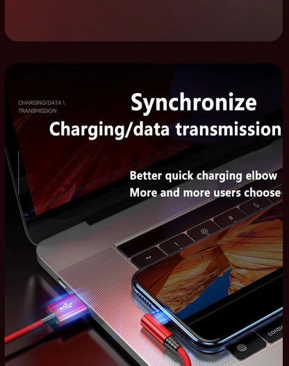 For Gaming Elbow Fast Charger Cable for iPhone 14 8 7 6S Plus 13 12 mini 11 Pro XS Max XR X 90 Degree Braided USB Charging Cable.