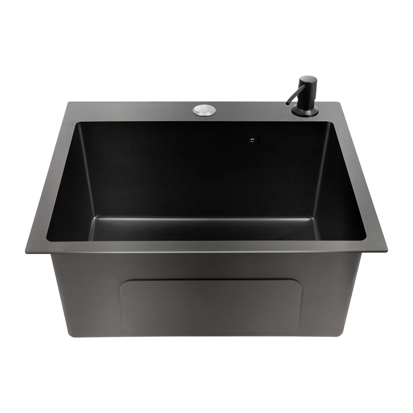 45 x 40 cm Edelstahl-Küchenspüle für Zuhause, kommerziell, großes Einzelwaschbecken mit Abflusskorb + Seifenspender + Sieb + Abflussrohr