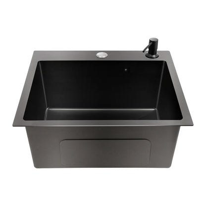 45 x 40 cm Edelstahl-Küchenspüle für Zuhause, kommerziell, großes Einzelwaschbecken mit Abflusskorb + Seifenspender + Sieb + Abflussrohr